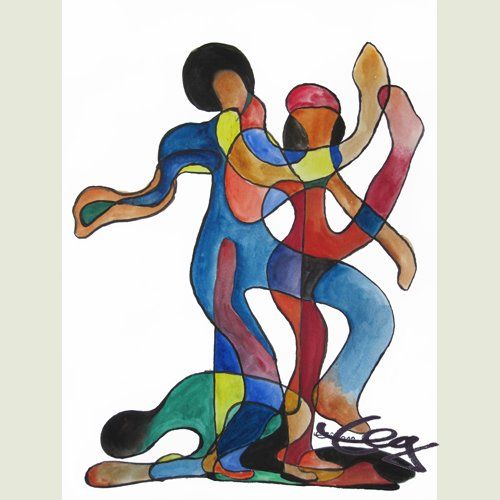 Bild, Tanz, Aquarell, Papier, Bewegung, Leidenschaft